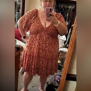 Angie Gold Dress V Neck Plus Size 3X perfect for summer or fall